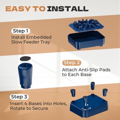 Show full view: UPSKY 2-in-1 Raised Non-Skid Plastic Slow Feeder Dog Bowl with Anti-Choking Maze Puzzle, Blue, 6-cup slide 8 of 9