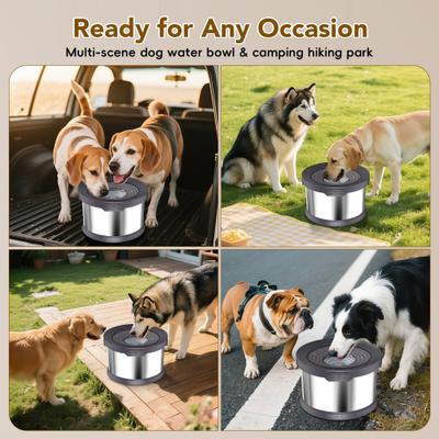 Show full view: UPSKY Indoor/Outdoor Spill-Proof Anti-Splash Non-Skid Stainless Steel Slow Feeder Dog Water Bowl, Grey, 8-L slide 5 of 8