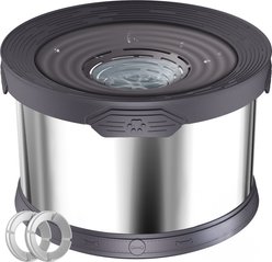 UPSKY Indoor/Outdoor Spill-Proof Anti-Splash Non-Skid Stainless Steel Slow Feeder Dog Water Bowl, Grey, 8-L