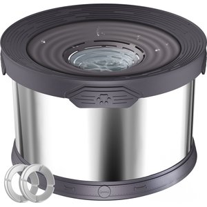 UPSKY Indoor/Outdoor Spill-Proof Anti-Splash Non-Skid Stainless Steel Slow Feeder Dog Water Bowl, Grey, 8-L