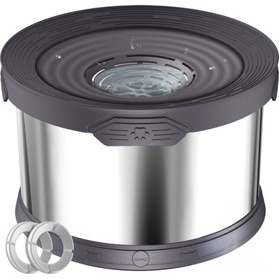 UPSKY UPSKY Indoor/Outdoor Spill-Proof Anti-Splash Non-Skid Stainless Steel Slow Feeder Dog Water Bowl, 2.11-gal, Grey