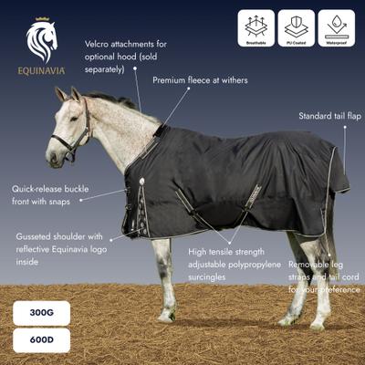 Show full view: Equinavia Norse Heavyweight 300-g Horse Turnout Blanket, Black, 66-in slide 3 of 9