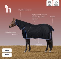 Horze Glasgow Medium Weight Combo 150-g Horse Turnout Blanket, Dark Blue, 81-in slide 2 of 6