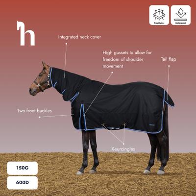 Show full view: Horze Glasgow Medium Weight Combo 150-g Horse Turnout Blanket, Dark Blue, 78-in slide 3 of 6