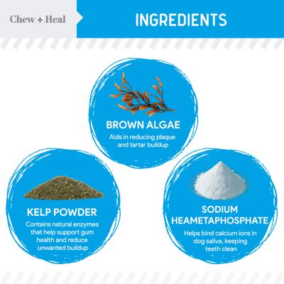 Show full view: Chew + Heal Advanced Dental Support Powder with 6 Active Ingredients Dental Supplement for Dogs, 4-oz jar slide 3 of 10