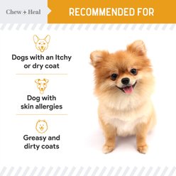 Chew + Heal Norwegian Itch & Redness Remedy Salmon Oil Flavored Liquid Skin & Coat Supplement for Dogs & Cats with Bonus Advanced Hydrocortisone Spray, 8-fl oz & 4-fl oz bottle slide 2 of 9