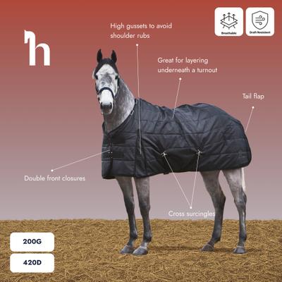Show full view: Horze Nevada Medium Weight 200-g Horse Stable Blanket, Black, 66-in slide 3 of 10