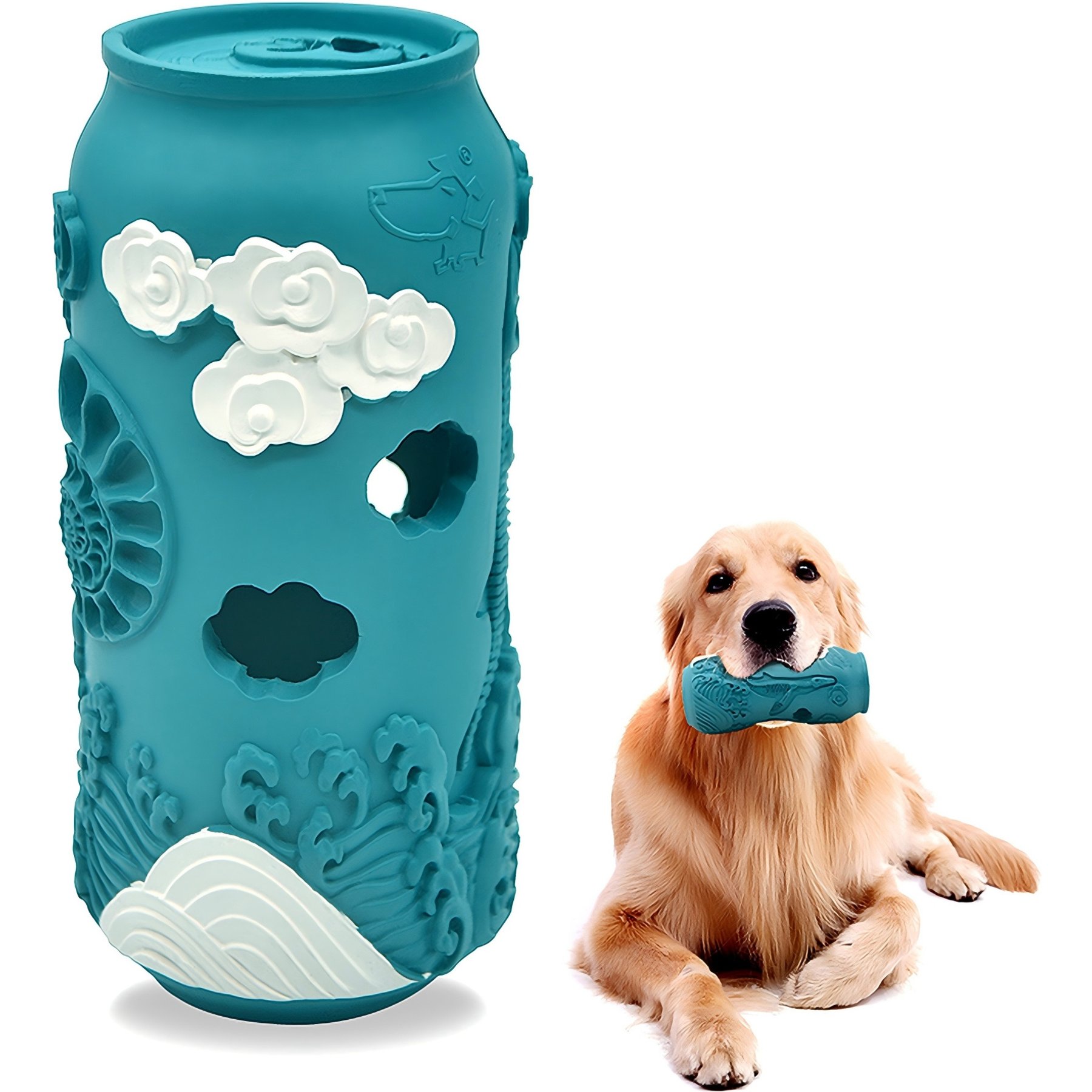 Petopia Cola Can Tough Dog Chew toy, Large, Ice River Blue/White