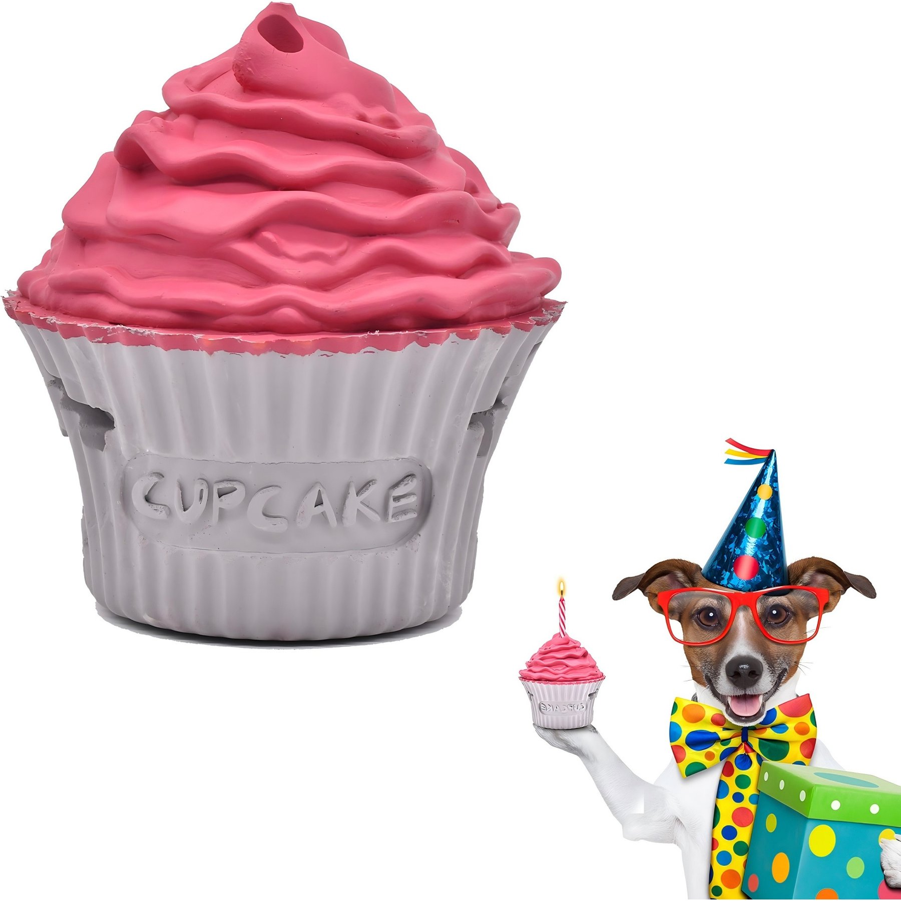 Petopia Cupcakes Tough Dog Chew Toy, Medium, White/Purple