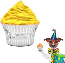 Petopia Cupcakes Tough Dog Chew Toy, Medium, White/Yellow