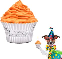 Petopia Cupcakes Tough Dog Chew Toy, Medium, White/Orange