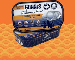 Gunnis Taste of Iceland Salmon & Cod Liver Recipe Wet Cat Food Topper, 3-oz can, case of 17