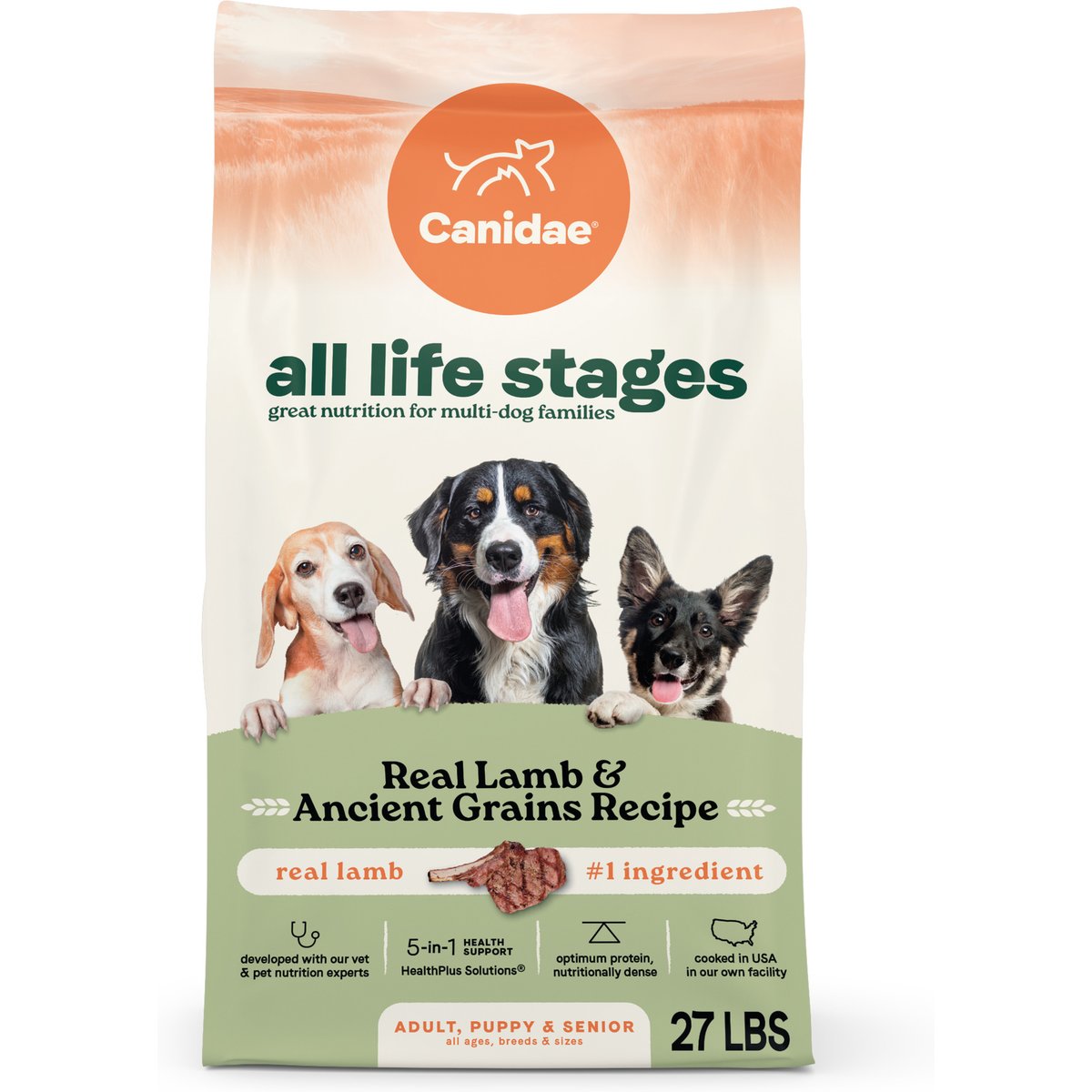 CANIDAE All Life Stages Real Lamb & Ancient Grains Recipe Dry Dog Food, 54-lb bundle