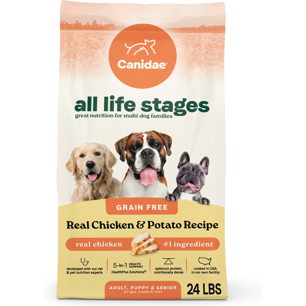 CANIDAE All Life Stages Grain-Free Real Chicken & Potato Recipe Dry Dog Food, 24-lb bag