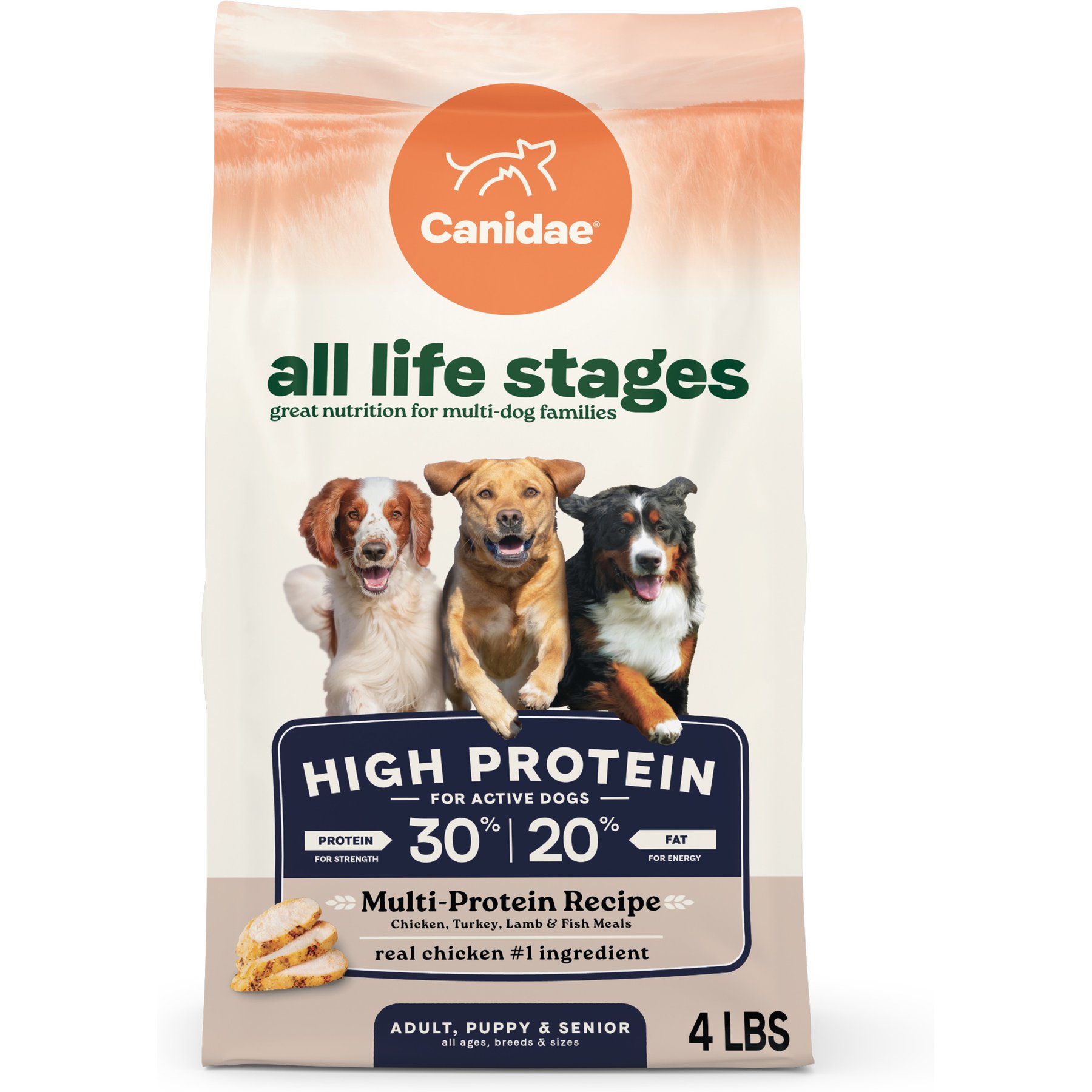 CANIDAE All Life Stages Multi-Protein Chicken High Protein Recipe Dry Dog Food, 4-lb bag