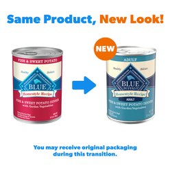 Blue Buffalo Homestyle Recipe Fish & Sweet Potato Dinner with Garden Vegetables Canned Dog Food, 12.5-oz, case of 12 slide 2 of 9