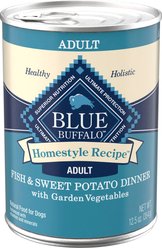 Blue Buffalo Homestyle Recipe Fish & Sweet Potato Dinner with Garden Vegetables Canned Dog Food, 12.5-oz, case of 12