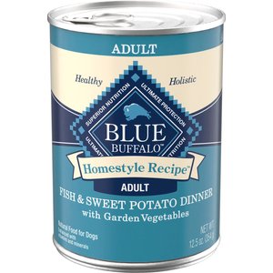 Blue Buffalo Homestyle Recipe Fish & Sweet Potato Dinner with Garden Vegetables Canned Dog Food, 12.5-oz, case of 12