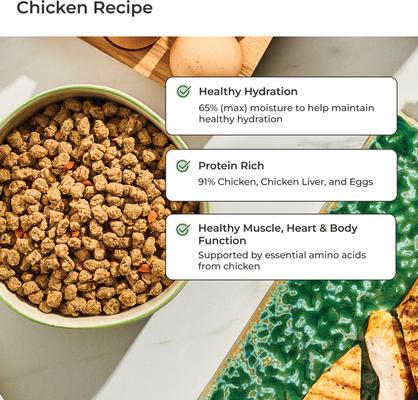 Show full view: Freshpet Vital Chicken Recipe with Antioxidant-Rich Vegetables & Eggs Fresh Cat Food, 1-lb bag, case of 6 slide 7 of 11