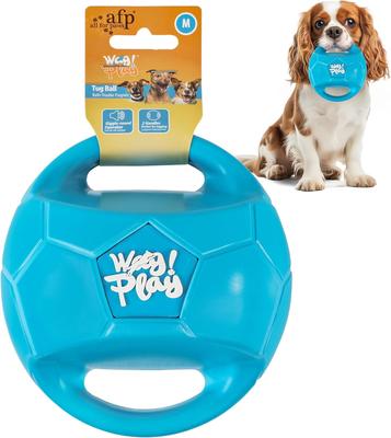 Show full view: allforpaws Wag Play Squeaky Rope Tug Ball Dog Toy, Blue, Medium: 5.5-in slide 8 of 8