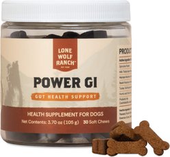 Lone Wolf Ranch Power GI Pork Flavored Digestive Aid Chew for Dogs, 30-count