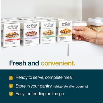 Show full view: JustFoodForDogs Pantry Fresh Beef & Russet Potato Fresh Dog Food, 12.5-oz pouch, case of 6 slide 5 of 12