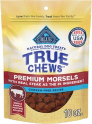 Blue Buffalo True Chews Premium Morsels Natural Grain-Free Steak Dog Treats, 10-oz bag