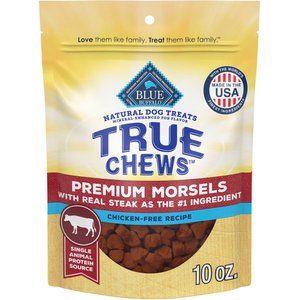 Blue Buffalo True Chews Premium Morsels Natural Grain-Free Steak Dog Treats, 10-oz bag