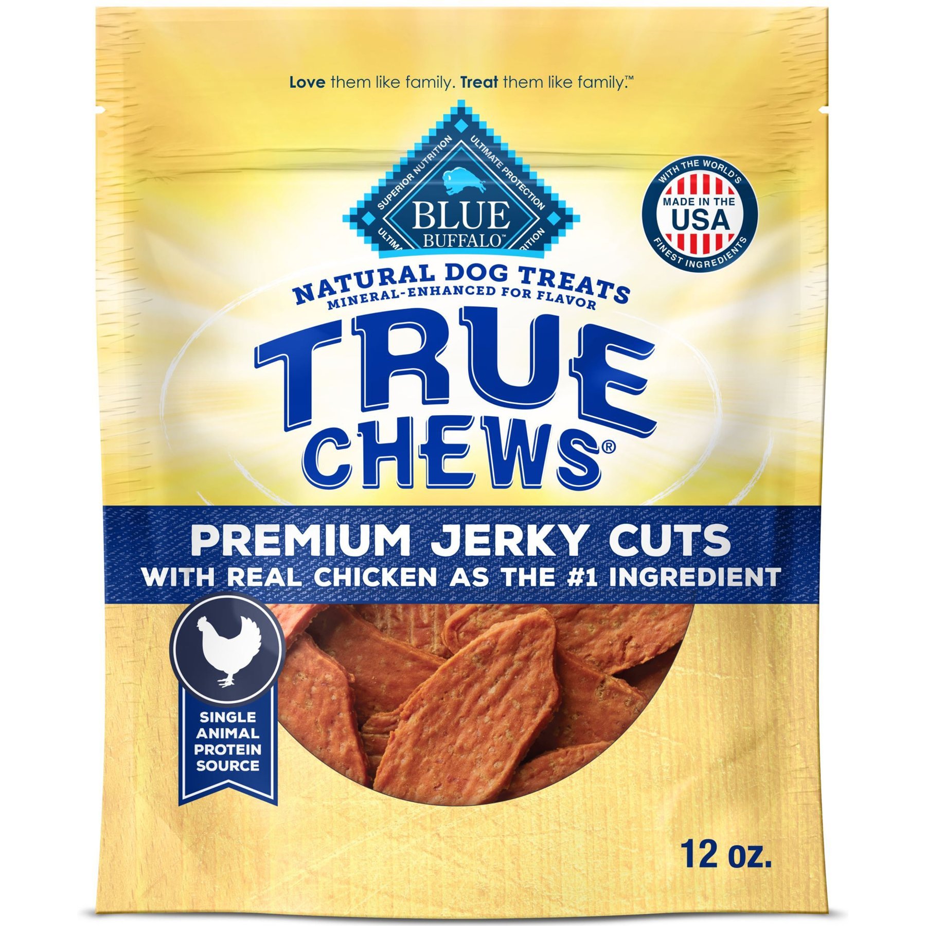 Blue Buffalo True Chews Premium Jerky Cuts Chicken Jerky Dog Treats, 12-oz bag