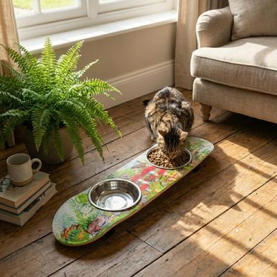 Show full view: Funky Flies Funky Fungi SkateBowls Stainless Steel Elevated Cat Bowls, 3-cup slide 8 of 10