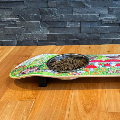 Show full view: Funky Flies Funky Fungi SkateBowls Stainless Steel Elevated Cat Bowls, 3-cup slide 4 of 10