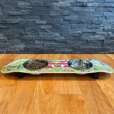 Show full view: Funky Flies Funky Fungi SkateBowls Stainless Steel Elevated Cat Bowls, 3-cup slide 3 of 10