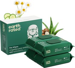 Earth Rated Thick Hypoallergenic 3-in-1 Dog Grooming Wipes, Unscented, 400 count slide 1 of 9