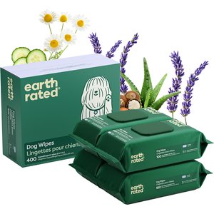Earth Rated Thick Hypoallergenic 3-in-1 Dog Grooming Wipes, Lavender Scented, 400 count