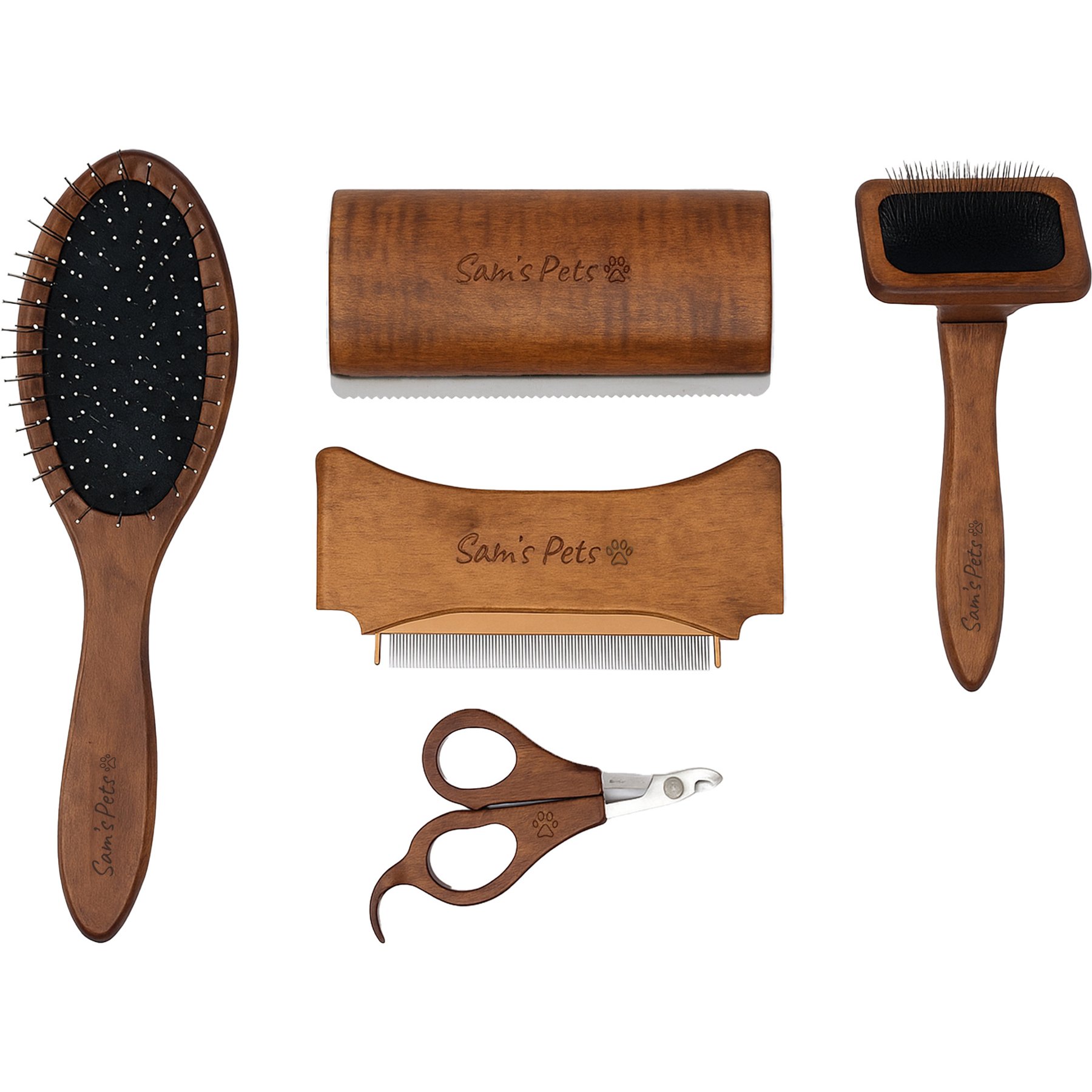 Sam's Pets 5-Piece Dog & Cat Grooming Kit, Dark Brown