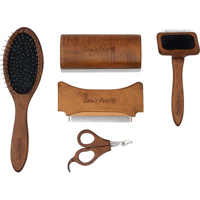 Sam's Pets Sam's Pets 5-Piece Dog & Cat Grooming Kit, Dark Brown