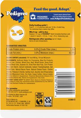 Show full view: Pedigree Choice Cuts in Gravy Beef, Bacon, & Cheese Flavors Adult Soft Wet Dog Food, 3.5-oz pouch, case of 16 slide 3 of 10
