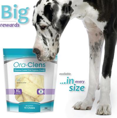 Show full view: Ora-Clens Oral Hygiene X-Large Enzyme Dental Dog Treats, 15 count slide 4 of 11