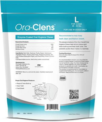 Show full view: Ora-Clens Oral Hygiene Large Enzyme Dental Dog Treats, 30 count slide 3 of 12