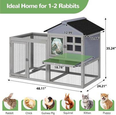 Show full view: Coziwow 2-Tier Double-Door Wooden Rabbit Hutch, Grey slide 2 of 10