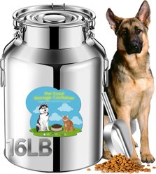 Newget Metal Stainless Steel Dog Food Storage Container with Airtight Hangable Lid, Medium: 16-lb