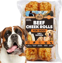 Brutus & Barnaby 10 to 12-in High Protein & Rawhide-Free Thick Chicken Wrapped & Beef Cheek Rolls Natural Dog Chew Treats, 2 count