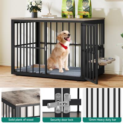 Show full view: Wooflex 4-in-1 Wooden 360° Swivel Bowls Furniture TV Stand 3-Door Dog Crate Furniture, Large: 38.8 inch slide 6 of 7