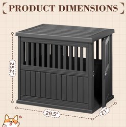 KAMABOKO Weatherproof Single Door Furniture Polypropylene Indoor & Outdoor Dog House, Black slide 2 of 6