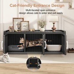 KAMABOKO Litter Box Furniture Indoor & Outdoor Two Exits Cat House, Black slide 2 of 7