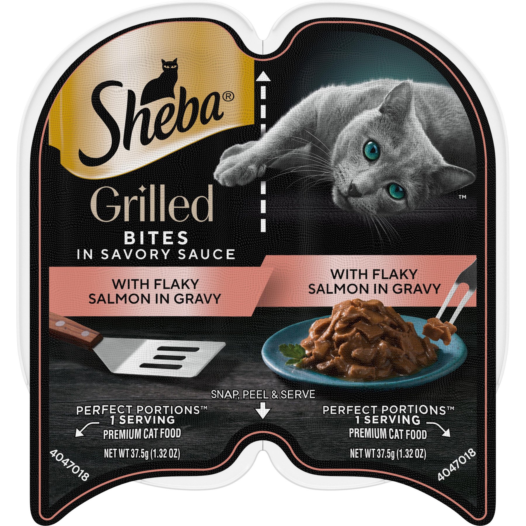 Sheba Grilled in Sauce Flaky Salmon in Gravy Adult Cat Wet Food, 2.64-oz tray, case of 24