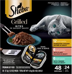 Sheba Grilled in Savory Sauce Variety Pack Adult Cat Wet Food, 2.64-oz tray, 24 count