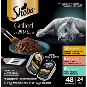 Sheba Grilled in Savory Sauce Variety Pack Adult Cat Wet Food, 2.64-oz tray, 24 count
