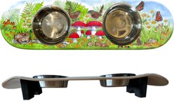 Funky Flies Funky Fungi SkateBowls Stainless Steel Elevated Cat Bowls, 3-cup