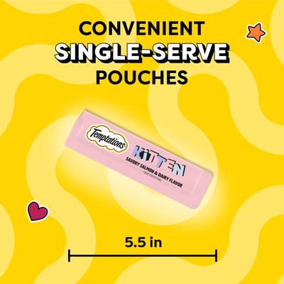 Show full view: Temptations Lickable Puree Salmon & Dairy Flavor Kitten Lickable Cat Treats, 4 count slide 8 of 9